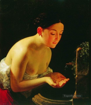 印象派 Painting - イタリアの朝 カール・ブリュロフ 美しい女性 女性